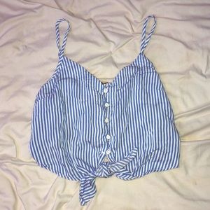 Blue and white stripped crop top.